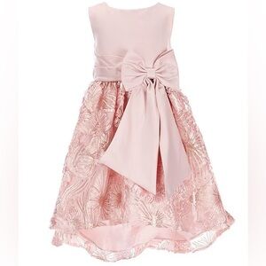 Rare Editions Pink Satin and Floral Lace Dress